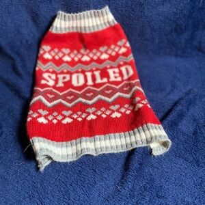 Vibrant Red and Gray Pet Sweater